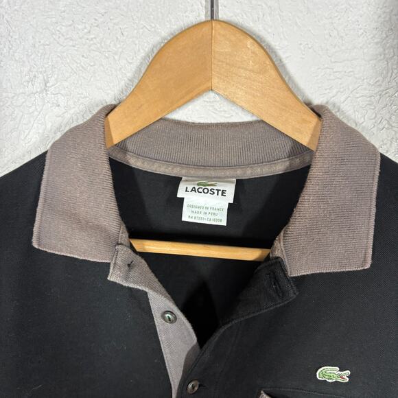 Lacoste Polo Shirt Short Sleeve Black Gray Casual Top Pullover - 5 / S - Picture 3 of 5